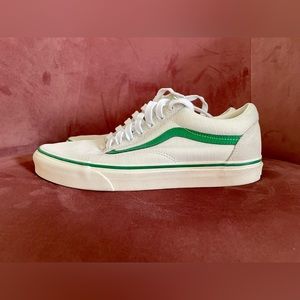 Vans + J. Crew suede & ripstop Old Skool sneakers in egret/fern green. 9.5 mens